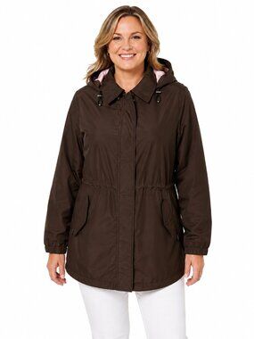 Lands End Anorak Style Brown Jacket Rain Coat Size Large